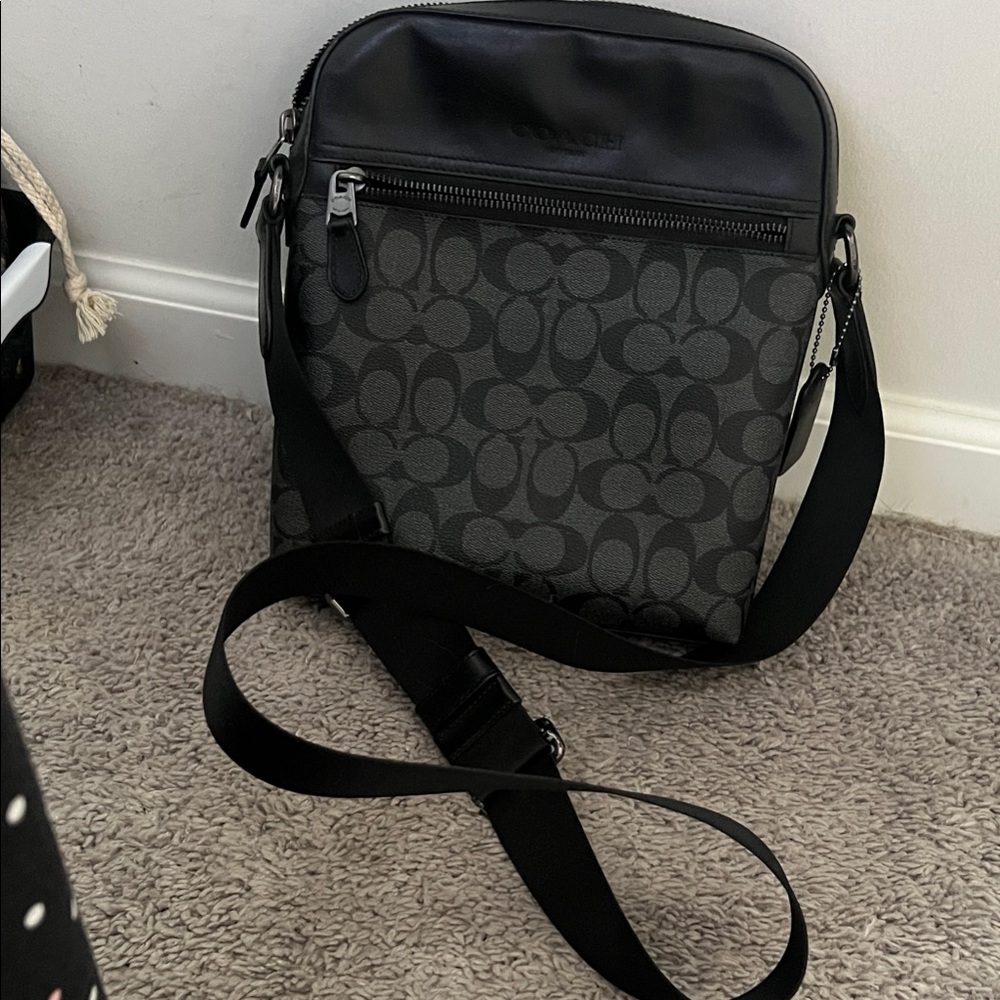 Coach Signature Black and Gray Messenger Bag
